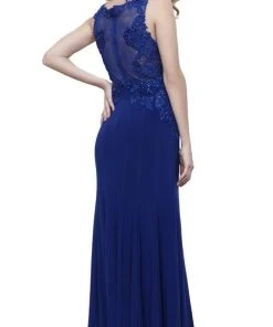 Nox Anabel - 8258 Embroidered V-neck Sheath Dress Formal Gowns 13 Nox Anabel - 8258 Embroidered V-neck Sheath Dress Formal Gowns