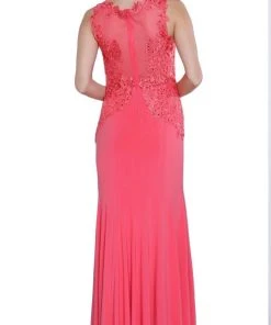 Nox Anabel - 8258 Embroidered V-neck Sheath Dress Formal Gowns 10 Nox Anabel - 8258 Embroidered V-neck Sheath Dress Formal Gowns