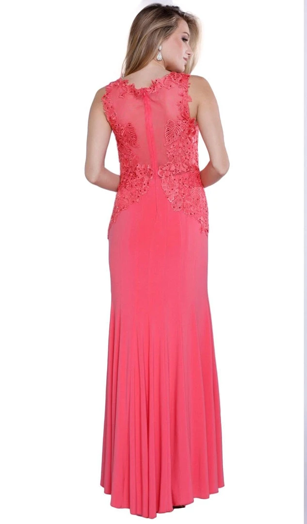 Nox Anabel - 8258 Embroidered V-neck Sheath Dress Formal Gowns 4 Nox Anabel - 8258 Embroidered V-neck Sheath Dress Formal Gowns