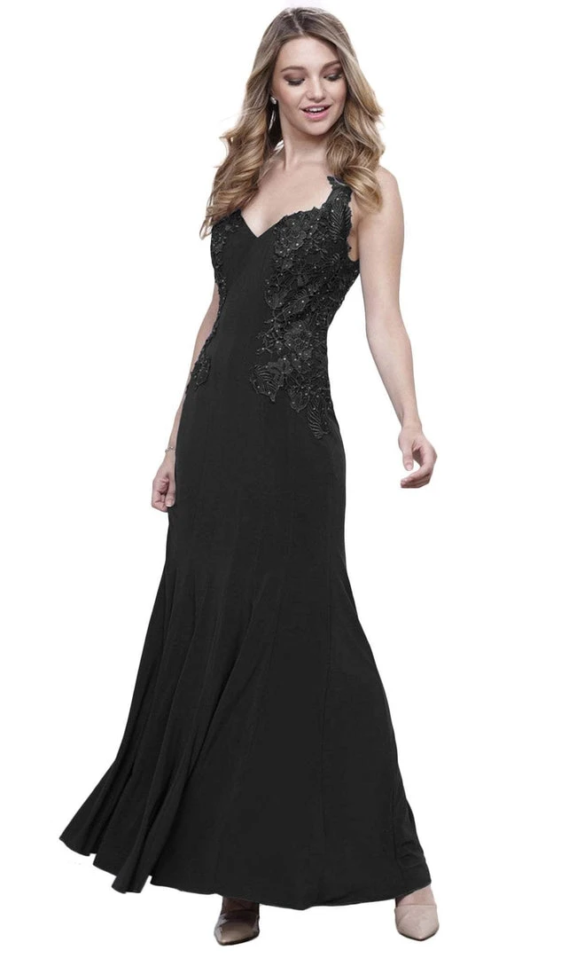 Nox Anabel - 8258 Embroidered V-neck Sheath Dress Formal Gowns 5 Nox Anabel - 8258 Embroidered V-neck Sheath Dress Formal Gowns