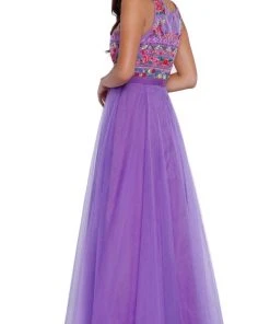 Nox Anabel - 8263 Floral Embroidered Bateau Chiffon Evening Dress 8 Nox Anabel - 8263 Floral Embroidered Bateau Chiffon Evening Dress