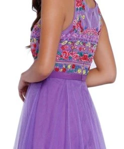 Nox Anabel - 8263 Floral Embroidered Bateau Chiffon Evening Dress 9 Nox Anabel - 8263 Floral Embroidered Bateau Chiffon Evening Dress