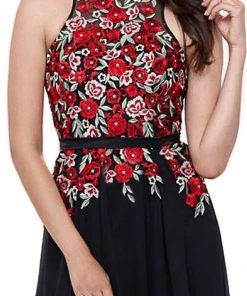 Nox Anabel - 8275 Floral Embroidered A-line Dress