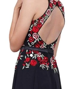 Nox Anabel - 8275 Floral Embroidered A-line Dress