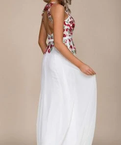 Nox Anabel - 8275 Floral Embroidered A-line Dress