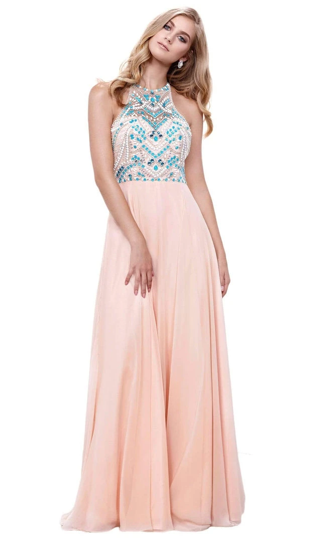 Formal Gowns Nox Anabel - 8276 Sleeveless Bejeweled Halter A-line Dress 3 Formal Gowns Nox Anabel - 8276 Sleeveless Bejeweled Halter A-line Dress