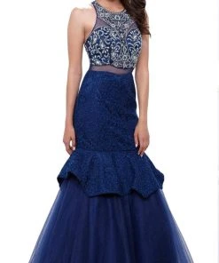 Nox Anabel - 8284 Beaded Illusion Halter Mermaid Dress