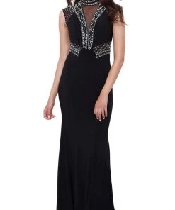 Formal Gowns Nox Anabel - 8285 Bedazzled Jewel Illusion Panel Evening Gown