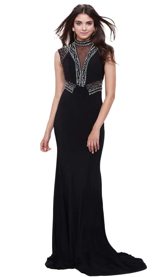 Formal Gowns Nox Anabel - 8285 Bedazzled Jewel Illusion Panel Evening Gown 3 Formal Gowns Nox Anabel - 8285 Bedazzled Jewel Illusion Panel Evening Gown