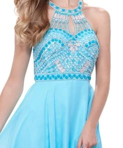 Nox Anabel - 8286 Beaded High Halter Long A-line Dress 10 Nox Anabel - 8286 Beaded High Halter Long A-line Dress