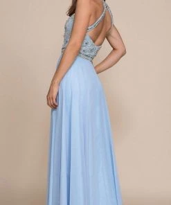 Formal Gowns Nox Anabel - 8295 Beaded Illusion Halter A-line Dress 9 Formal Gowns Nox Anabel - 8295 Beaded Illusion Halter A-line Dress