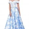 Formal Gowns Nox Anabel - 8301 Lace Off Shoulder Floral A-Line Gown