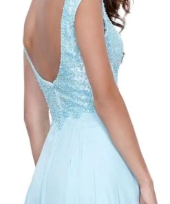 Formal Gowns Nox Anabel - 8302 Adorned Lace Bodice Sleeveless Chiffon Dress