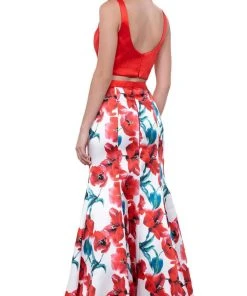 Formal Gowns Nox Anabel - 8313 Two-Piece Sleeveless Floral Trumpet Evening Dress