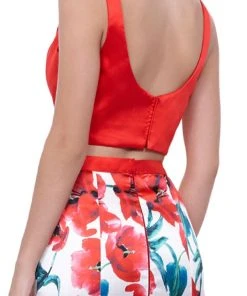 Formal Gowns Nox Anabel - 8313 Two-Piece Sleeveless Floral Trumpet Evening Dress