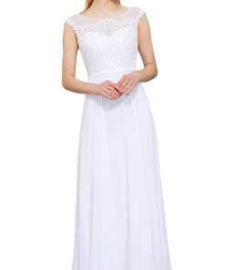 Formal Gowns Nox Anabel - 8314 Elegant Lace Bodice Scoop Back Chiffon A-Line Evening Gown 13 Formal Gowns Nox Anabel - 8314 Elegant Lace Bodice Scoop Back Chiffon A-Line Evening Gown