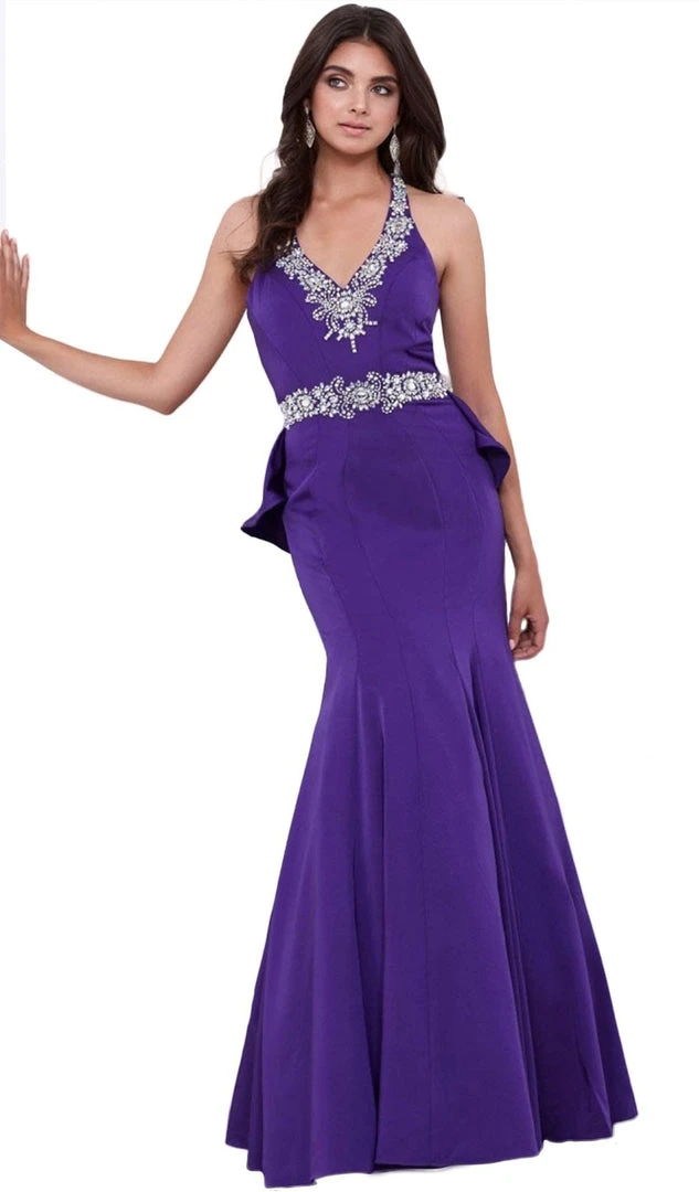 Nox Anabel - 8315 Embellished V-neck Satin Mermaid Dress 4 Nox Anabel - 8315 Embellished V-neck Satin Mermaid Dress