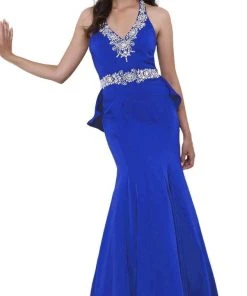 Nox Anabel - 8315 Embellished V-neck Satin Mermaid Dress 13 Nox Anabel - 8315 Embellished V-neck Satin Mermaid Dress