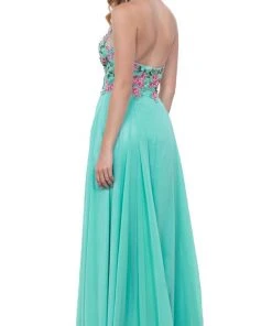 Formal Gowns Nox Anabel - 8326 Lovely Floral Halter Style Long Evening Gown