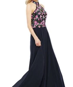 Formal Gowns Nox Anabel - 8326 Lovely Floral Halter Style Long Evening Gown