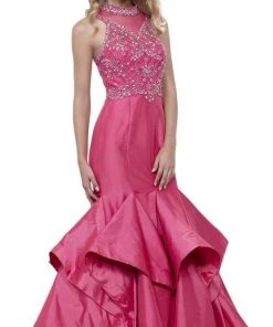Nox Anabel - 8330 Beaded High Neck Ruffled Mermaid Evening Gown Formal Gowns