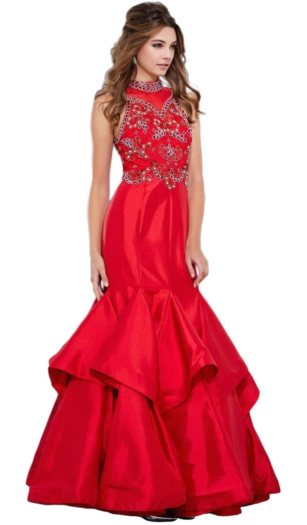 Nox Anabel - 8330 Beaded High Neck Ruffled Mermaid Evening Gown Formal Gowns 7 Nox Anabel - 8330 Beaded High Neck Ruffled Mermaid Evening Gown Formal Gowns