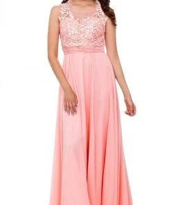 Nox Anabel - 8334 Illusion Applique Ornate Gown 9 Nox Anabel - 8334 Illusion Applique Ornate Gown