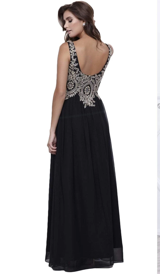 Formal Gowns Nox Anabel - 8343 Sleeveless Beaded V Neck Lace Bodice Long Gown 6 Formal Gowns Nox Anabel - 8343 Sleeveless Beaded V Neck Lace Bodice Long Gown