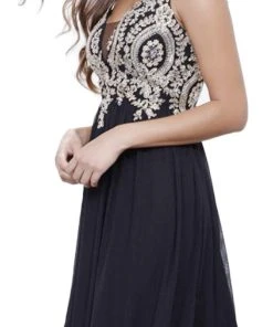 Formal Gowns Nox Anabel - 8343 Sleeveless Beaded V Neck Lace Bodice Long Gown 11 Formal Gowns Nox Anabel - 8343 Sleeveless Beaded V Neck Lace Bodice Long Gown