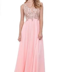 Formal Gowns Nox Anabel - 8343 Sleeveless Beaded V Neck Lace Bodice Long Gown 17 Formal Gowns Nox Anabel - 8343 Sleeveless Beaded V Neck Lace Bodice Long Gown