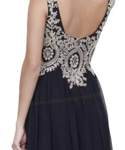 Formal Gowns Nox Anabel - 8343 Sleeveless Beaded V Neck Lace Bodice Long Gown 12 Formal Gowns Nox Anabel - 8343 Sleeveless Beaded V Neck Lace Bodice Long Gown