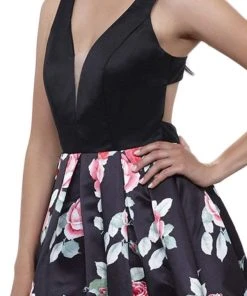 Nox Anabel - 8351 Sleeveless Deep V-Neck Floral Evening Dress