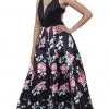 Nox Anabel - 8351 Sleeveless Deep V-Neck Floral Evening Dress 1 Nox Anabel - 8351 Sleeveless Deep V-Neck Floral Evening Dress