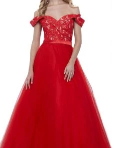 Nox Anabel - 8372 Lace Off-Shoulder Ballgown