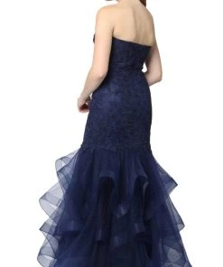 Formal Gowns Nox Anabel - A054 Strapless Sweetheart Beaded Lace Tulle Mermaid Dress
