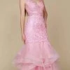 Nox Anabel - A059 Beaded Lace Ruffled Mermaid Dress Formal Gowns 1 Nox Anabel - A059 Beaded Lace Ruffled Mermaid Dress Formal Gowns
