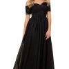 Nox Anabel - A061 Off Shoulder Lace Illusion Bodice Gown