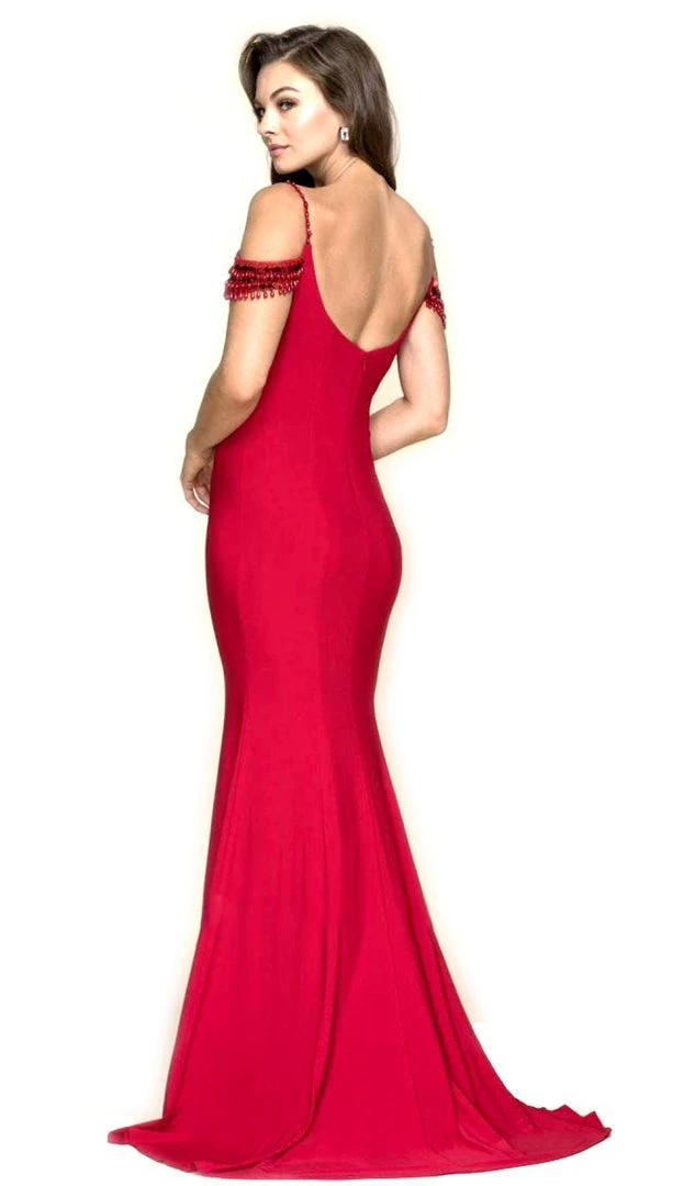 Nox Anabel - A073 Beaded Off-Shoulder Georgette Mermaid Gown 5 Nox Anabel - A073 Beaded Off-Shoulder Georgette Mermaid Gown