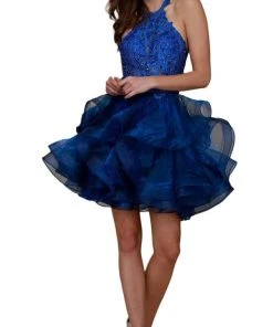 Nox Anabel - A610 Embroidered Halter Tiered A-line Dress 15 Nox Anabel - A610 Embroidered Halter Tiered A-line Dress