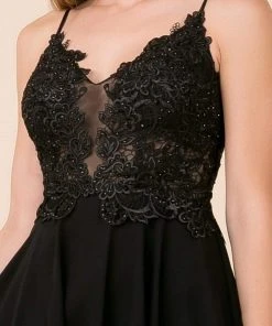 Cocktail Dresses Nox Anabel - A660 Beaded Lace V-neck A-line Dress