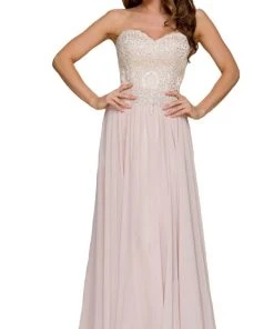 Nox Anabel - B045 Strapless Beaded Chiffon A-line Dress Formal Gowns