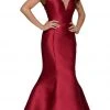 Nox Anabel - C004 Plunge Detailed Off Shoulder Mikado Trumpet Evening Gown