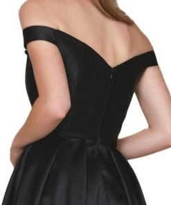Nox Anabel - C007 Sleek Off Shoulder Mikado A-Line Gown