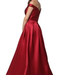 Nox Anabel - C007 Sleek Off Shoulder Mikado A-Line Gown
