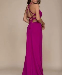 Formal Gowns Nox Anabel - C026 Sexy Cutout Halter Neck Lace-up Back Sheath Gown