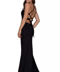 Formal Gowns Nox Anabel - C026 Sexy Cutout Halter Neck Lace-up Back Sheath Gown