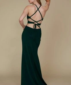Formal Gowns Nox Anabel - C026 Sexy Cutout Halter Neck Lace-up Back Sheath Gown