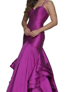 Nox Anabel - C034 Sweetheart Bodice Ruffled Mikado Trumpet Evening Gown Formal Gowns