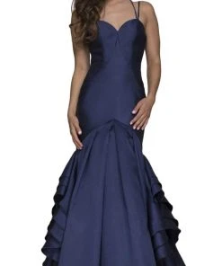 Nox Anabel - C034 Sweetheart Bodice Ruffled Mikado Trumpet Evening Gown Formal Gowns