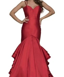 Nox Anabel - C034 Sweetheart Bodice Ruffled Mikado Trumpet Evening Gown Formal Gowns